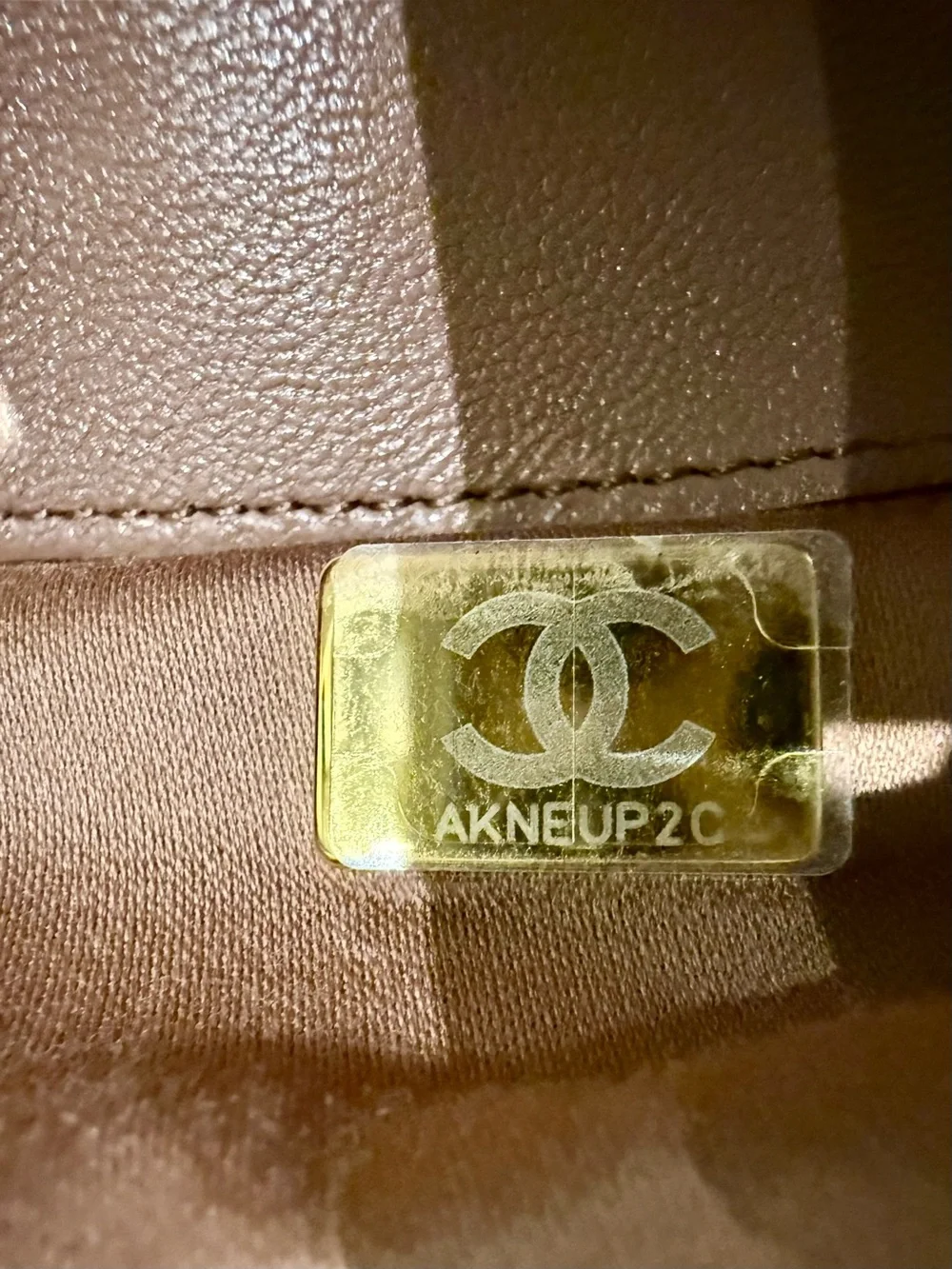 CHANEL Quilted Lambskin Shoulder Bag in Taupe